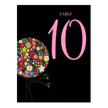 Spring Flowers Pop Tree Table Number Postcard