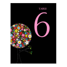 Spring Flowers Pop Tree Table Number Postcard