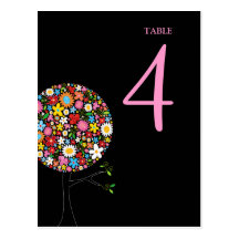 Spring Flowers Pop Tree Table Number Postcard