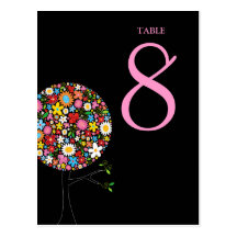 Spring Flowers Pop Tree Table Number Postcard