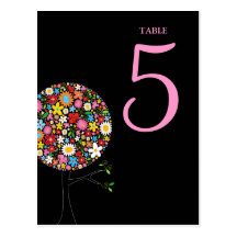 Spring Flowers Pop Tree Table Number Postcard