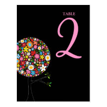 Spring Flowers Pop Tree Table Number Postcard