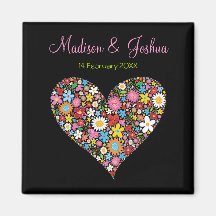 Spring Flowers Valentine Heart Save Date Magnet