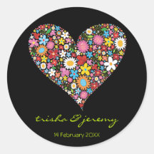 Spring Flowers Valentine Heart Thank You Sticker
