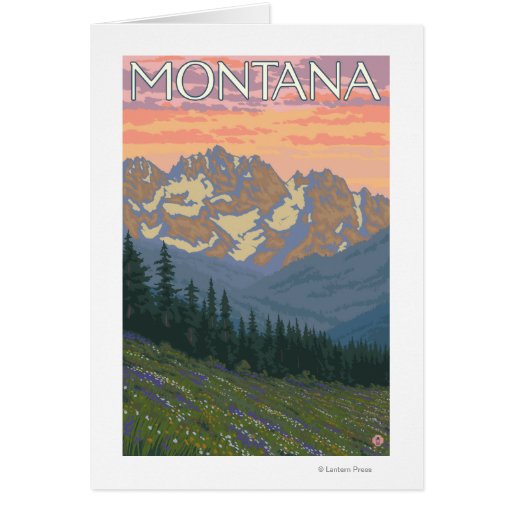 Spring FlowersMontanaVintage Travel Poster Card