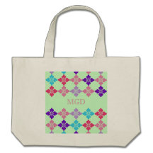 Spring green colourful flower pop art monogram bag