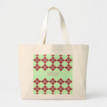 Spring green & red flower pop art, monogram bags