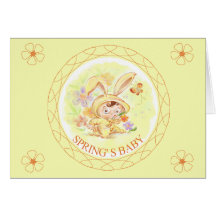 Spring New Baby Rabbit Illustration Greeting Card