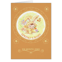 Spring New Baby Rabbit Illustration Greeting Card
