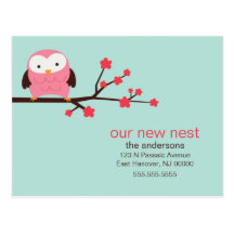 Spring Owl New Address Announcements Postcard