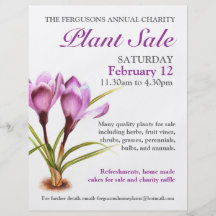 Spring plant sale crocus art promo flyer