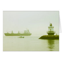 Spring Point Ledge Lighthouse Freighter Portland Greeting Cards