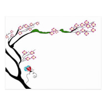 Spring tree on a postcard