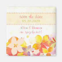 Spring Watercolor Flowers Wedding Save the Date Magnets