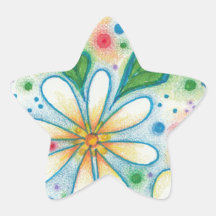 Springtime Flowers Drawing Retro Psychedelic Daisy Sticker