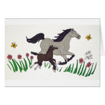 Springtime Romp(Grey ) Greeting Cards