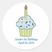 Sprinkle Cupcake 1st First Birthday Favour Sticker