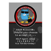 SPY Birthday Party Custom Announcement