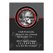 SPY Birthday Party CUSTOM Photo Invitation