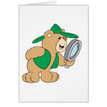 Spying Detective Bear Greeting Cards
