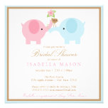 Square Blue Elephant Bridal Shower Invitation