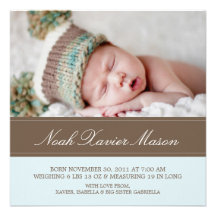 Square Brown & Blue | Birth Announcement