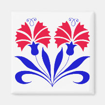 Square Magnet With Slovenian Carnations