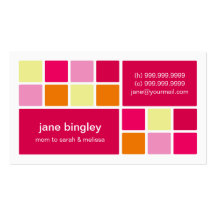 "Square One" Pink & Orange Mummy Business Card