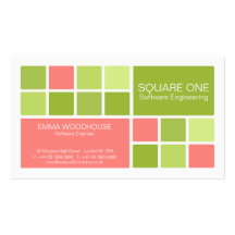 Square One White, Pink & Green Business Card Templates