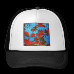 Square Photo - Red Autumn Leaves hats