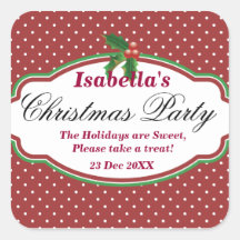 Square Polka Dot Pattern Christmas Stickers