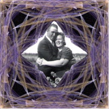 Square Purple and Gold Ribbon Fractal Art Frame Photo Sculptures