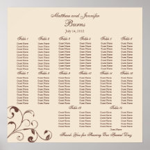 Square Wedding Reception Seating Chart Print