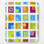 Squares - Dots - Retro Style Geometric Pattern Mouse Pad