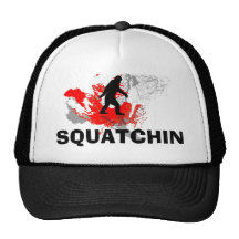 Squatchin with black bigfoot trucker hat