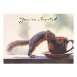Squirrel and Coffee Cup Personalised Invites