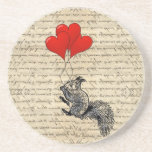 Squirrel and heart balloons coasters