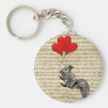 Squirrel and heart balloons key chains