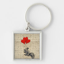 Squirrel and heart balloons keychains