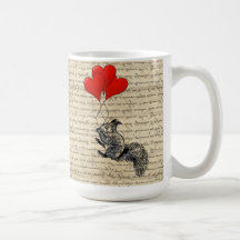 Squirrel and heart balloons mug