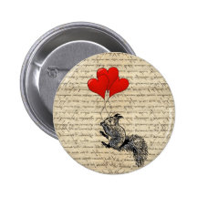 Squirrel and heart balloons pins