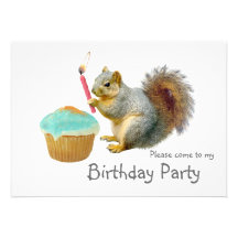 Squirrel Candle Birthday Party Invitation