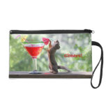 Squirrel Drinking a Cocktail Wristlet Purses