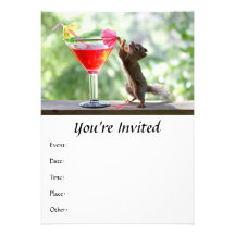 Squirrel Drinking Cocktail Personalized Announcements