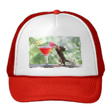 Squirrel Drinking Cocktail Trucker Hat