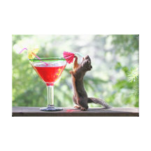 Squirrel Drinking Tropical Drink Canvas Print