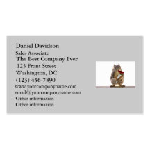 Squirrel Holding Red Rose Bouquet Business Card Templates