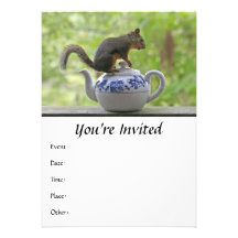 Squirrel on a Teapot Custom Invite