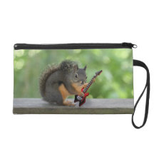 Squirrel Playing Electric Guitar Wristlet Purse