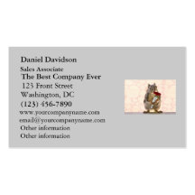 Squirrel with Bouquet of Red Roses Business Card